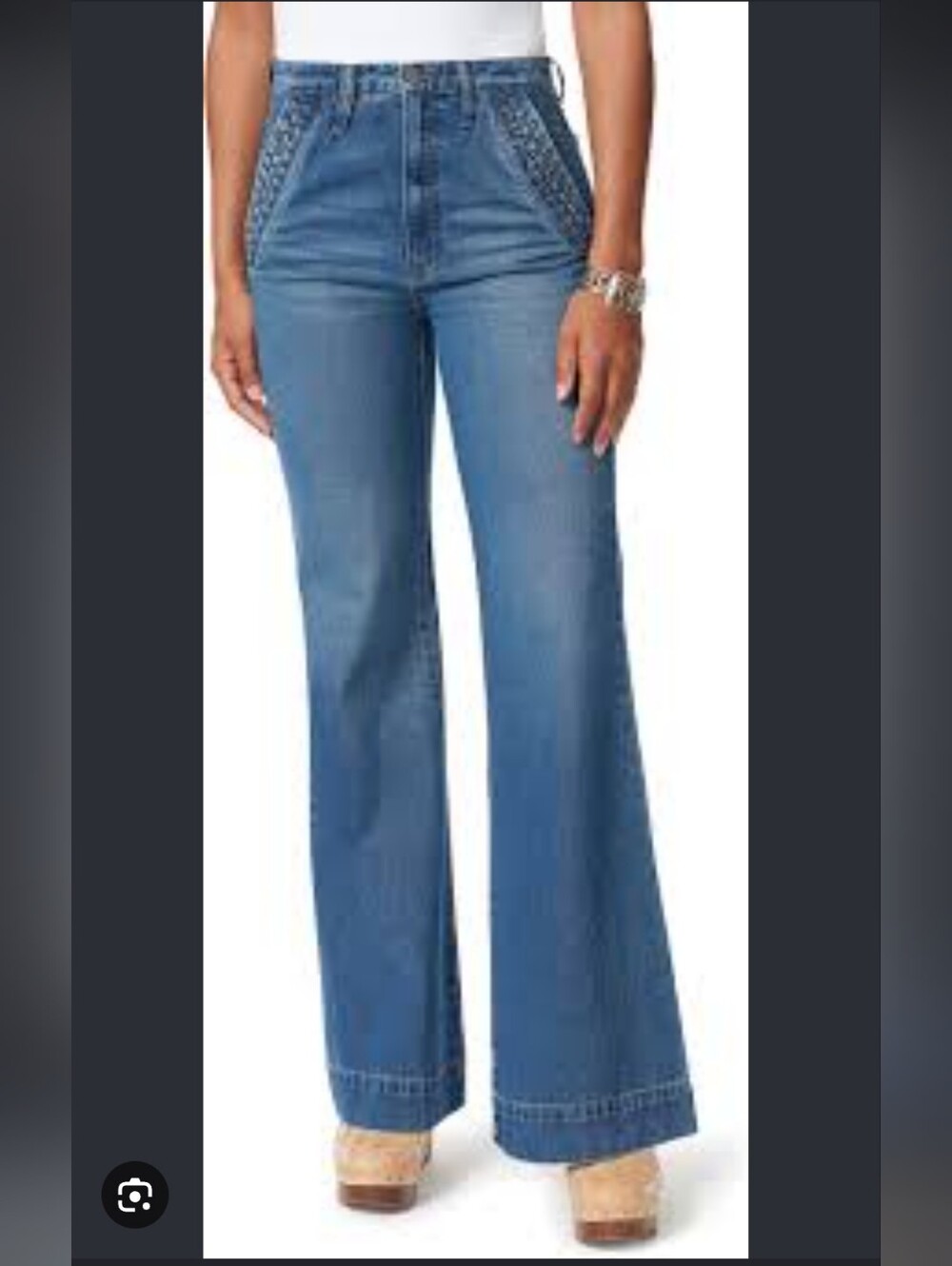 NWOT Sam Edelman Jeans BAY TROUSER FLARE Med Dark Blue Womens Sz 30